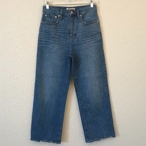 Madewell Women Slim Wide-leg Crop Jeans Blue Denim Medium Wash Size 27